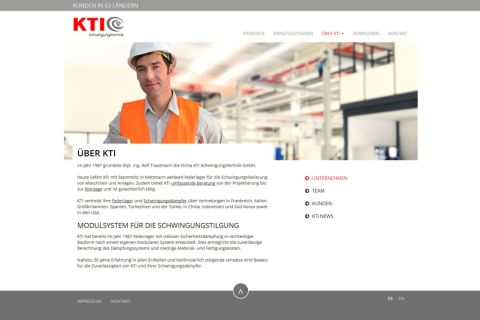Site para empresas: tecnologia de vibração, multilíngue