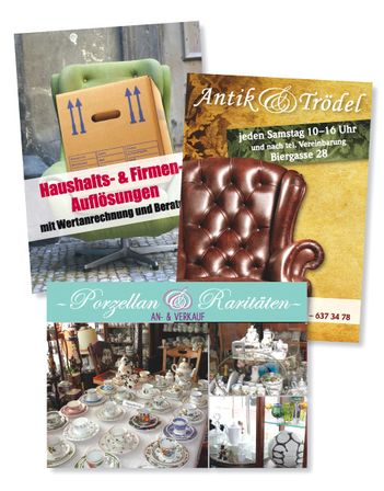 Flyer für Antiquitäten und Haushalts-Auflösungen
