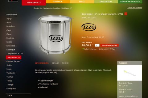 Site e loja online para instrumentos musicais