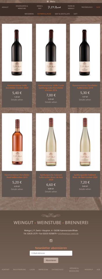 Website for winery / winemaker, online shop
