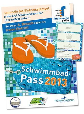 Flyer und Stempelkarte für Schwimmbad