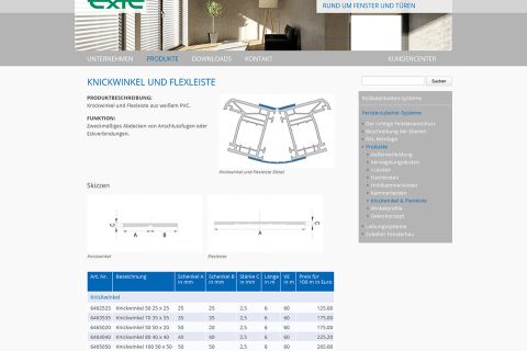 Site para empresa de acessórios para janelas, multilingue
